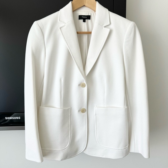 Theory White Cotton Blazer 2 - Picture 2 of 11